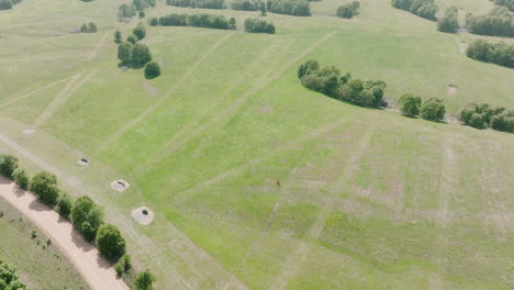 view from above of outdoor rifle range with equipment at the field in leach, oklahoma