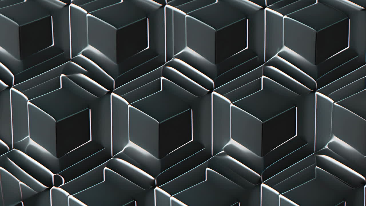 Geometric cubes forming intricate pattern, abstract 3D animation