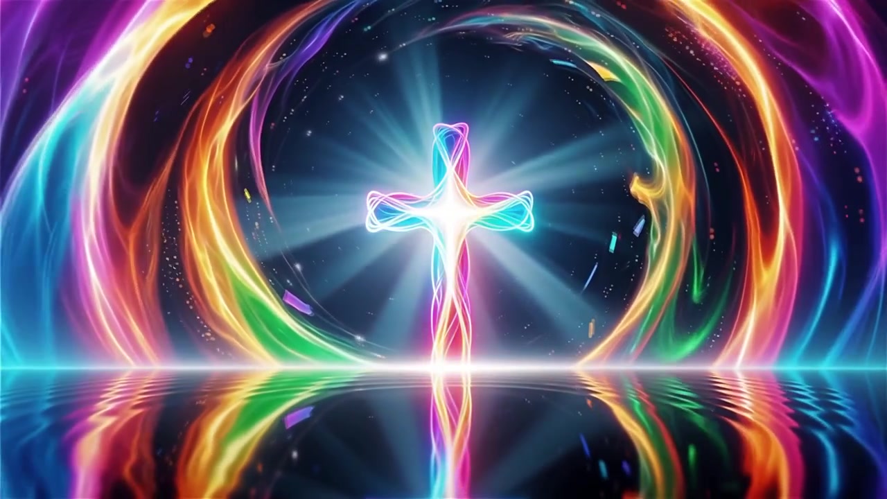 Christian Cross Heavenly Light Worship Background