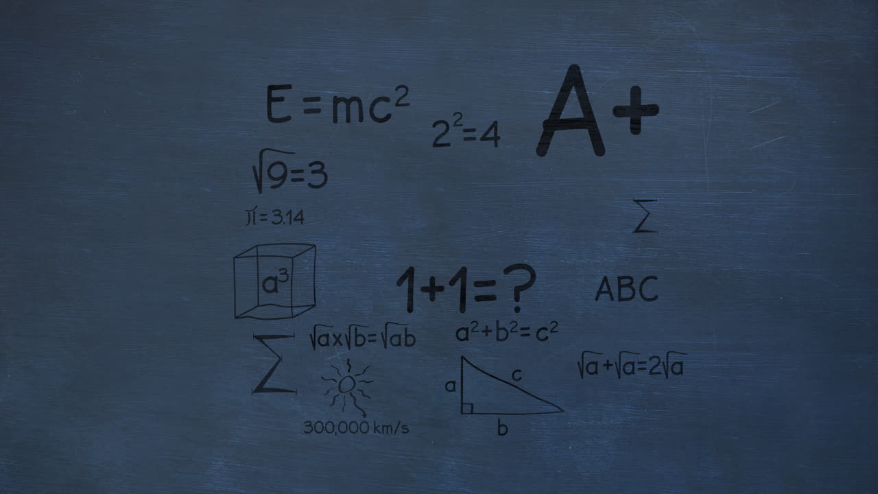 animación del procesamiento de datos matemáticos sobre un fondo azul