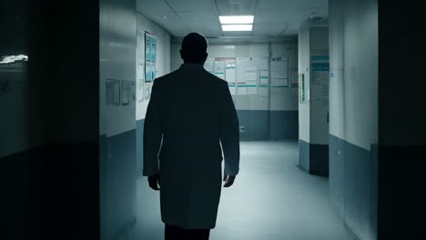 doctor walking down a hospital corridor