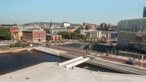 Oslo-Opera-House-Operahuset-and-city-centre-architecture-time-lapse-in-summer