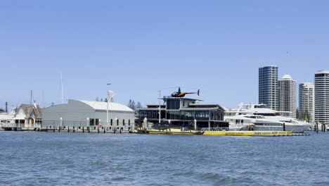 helicopter preparing for takeoff at gold coast mariner