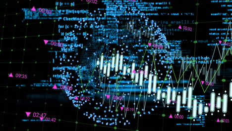 Processing-financial-data-with-animation-over-digital-code-and-graphs