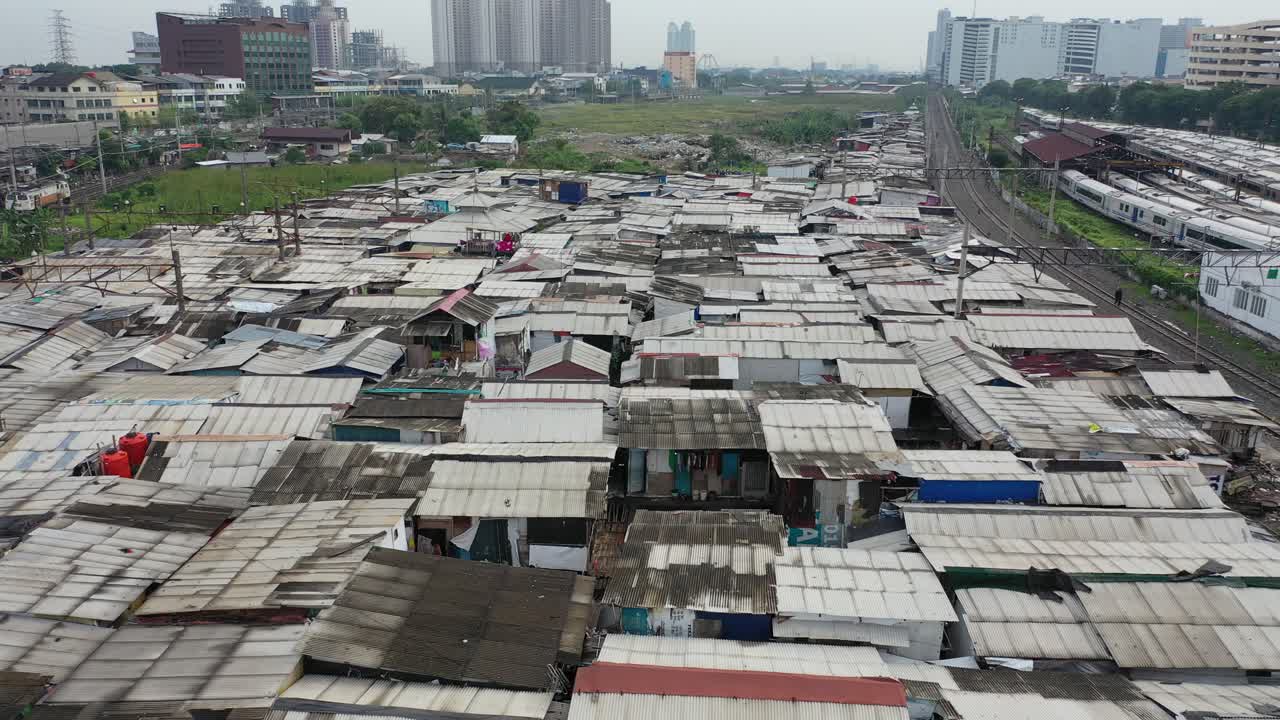 Slum and Train Tracks in a Developing City