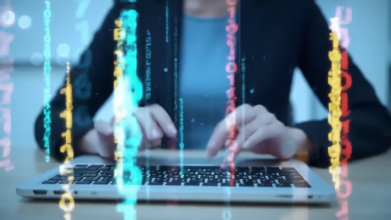 Woman Typing Code on Laptop