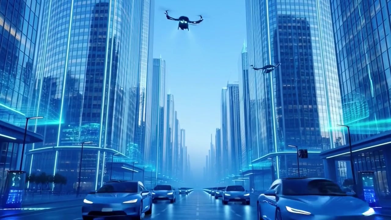 Autonomous Electric Cars and Delivery Drones in Futuristic Smart City