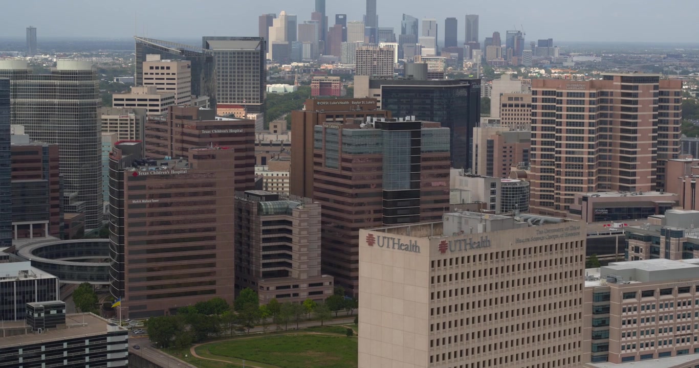 Vista de drone do Texas Medical Center em Houston