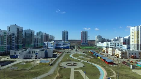 modern housing development with school and kindergarten