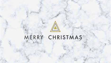 merry christmas on white marble texture with gold triangles