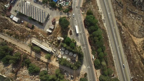 aerial view of a road network and industrial area