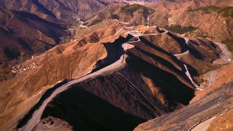 Curved-road-in-Tizin-Tichka-mountain-pass-in-Atlas-Moutains-Morocco