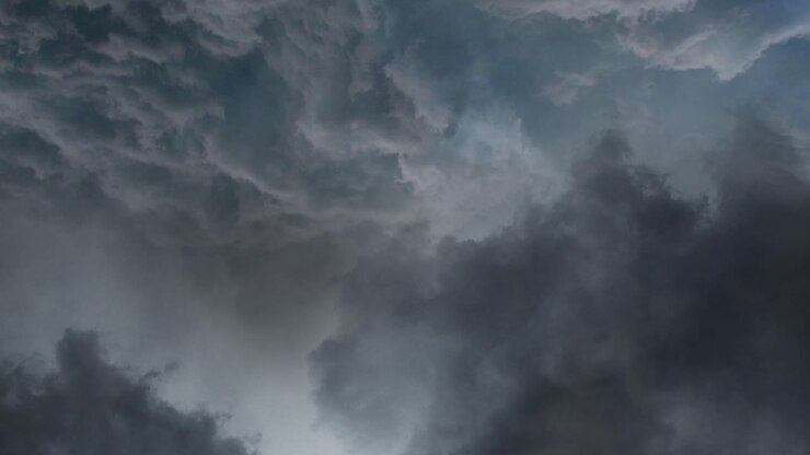 4k vie of lightning in the dark clouds