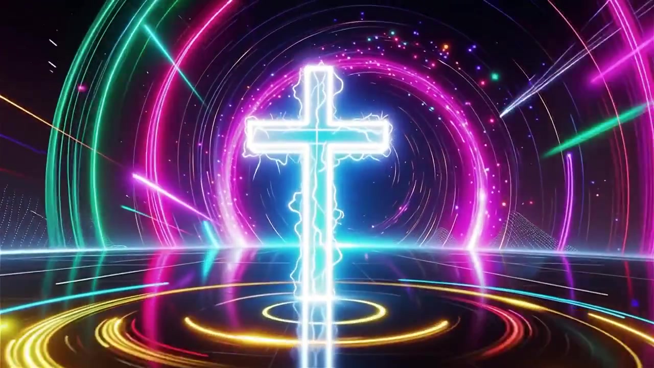 Cruz Cristiana con Luz Celestial, Fondo para Adoración.