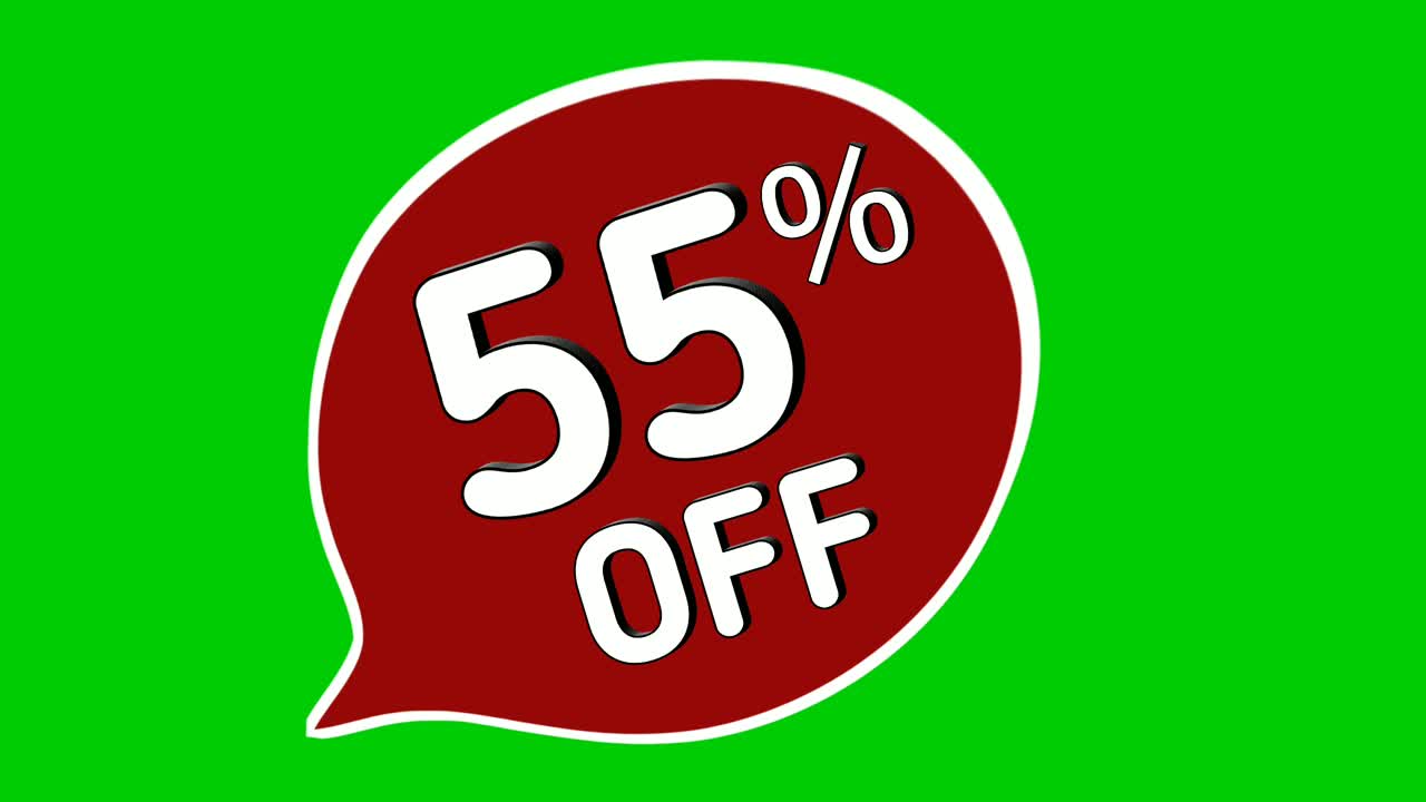 Sconto del 55%, adesivi animati, motion graphics