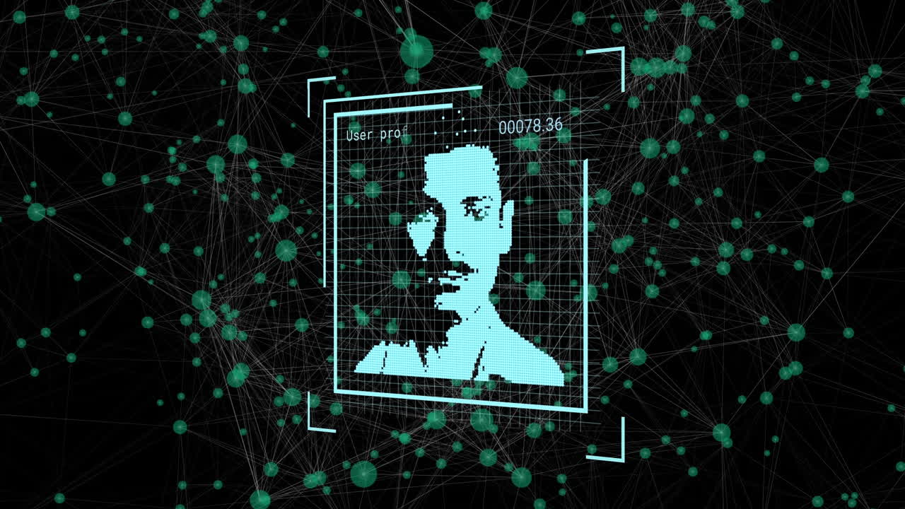 animación del procesamiento de datos sobre los iconos de las personas