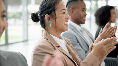 smile, motivation and applause with business