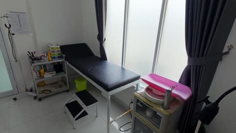 wide angle of rural doctors office and medical equipment