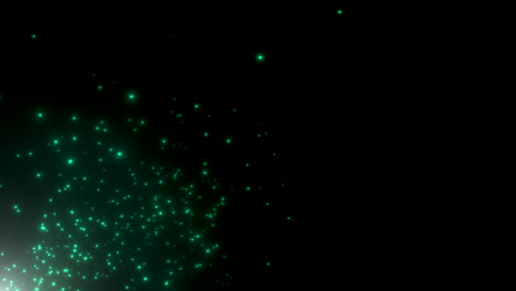 Fly-green-stars-and-glitters-in-dark-starry-galaxy