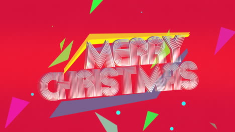 Merry-Christmas-text-with-colorful-shapes-on-red-gradient