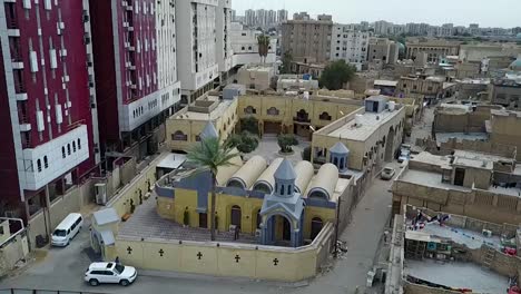 aerial footage of  church in baghdad, iraq