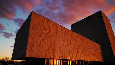 sunset over a modern building