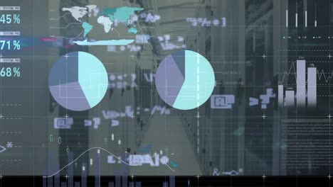 Animation of data processing over server room