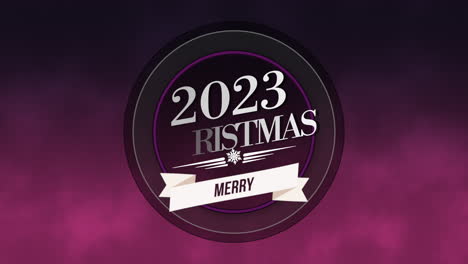 2023 y feliz navidad en círculo y cielo morado