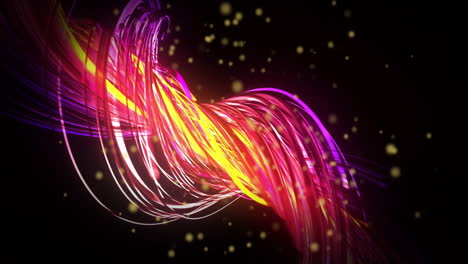 colorful abstract light trails and particles animation over black background