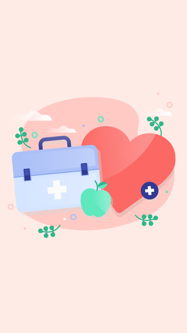 플래트 디자인의 모션 그래픽 세계 건강의 날 축하