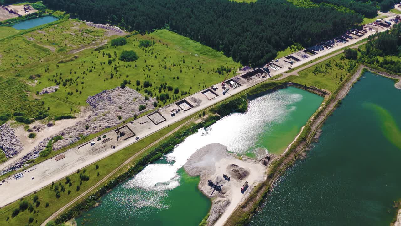 Endless construction site of Rail Baltica in Lithuania, aerial view