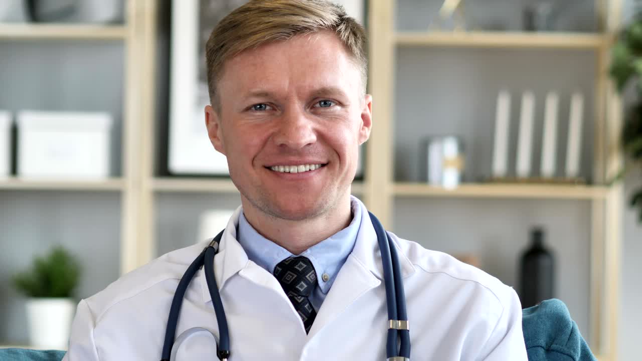 porträt eines lächelnden, selbstbewussten arztes