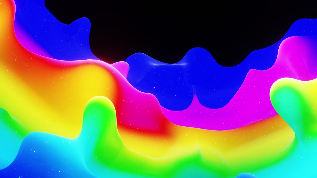 animación abstracta suave de color arco iris de gradiente líquido en 4k. superficie de pintura mate brillante como fondo festivo en bucle abstracto. brilla en líquido viscoso con salpicaduras 3d en la superficie como gotas.
