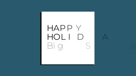 happy holidays and big sale text in frame on blue gradient