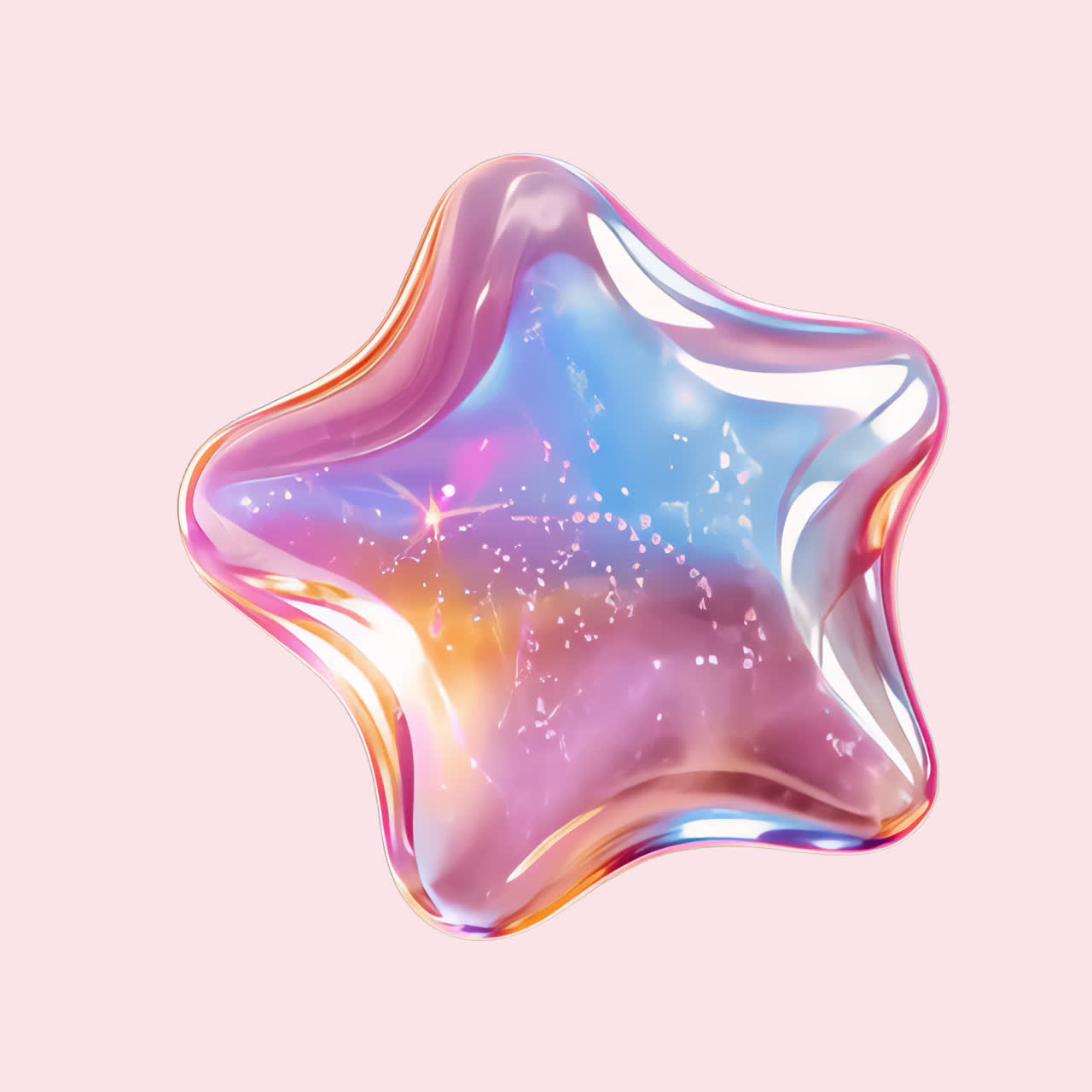 Colorful glossy star shape animation isolated asset, transparent 4K video, alpha channel, ProRes