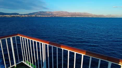 view of the edge of a moving ferry boat