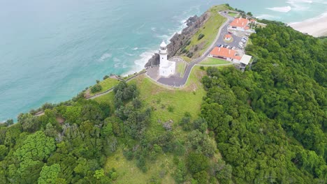 drone captures scenic lighthouse and coastline view