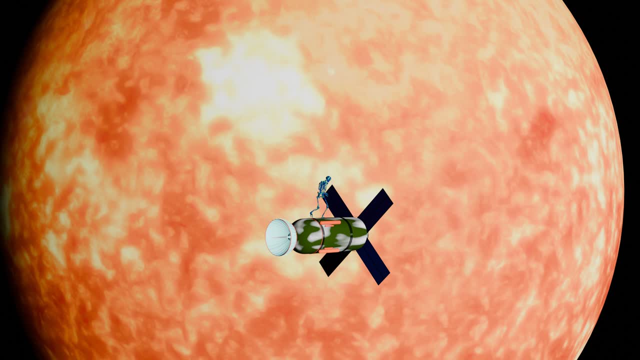 위성에서 춤을 추는 골격