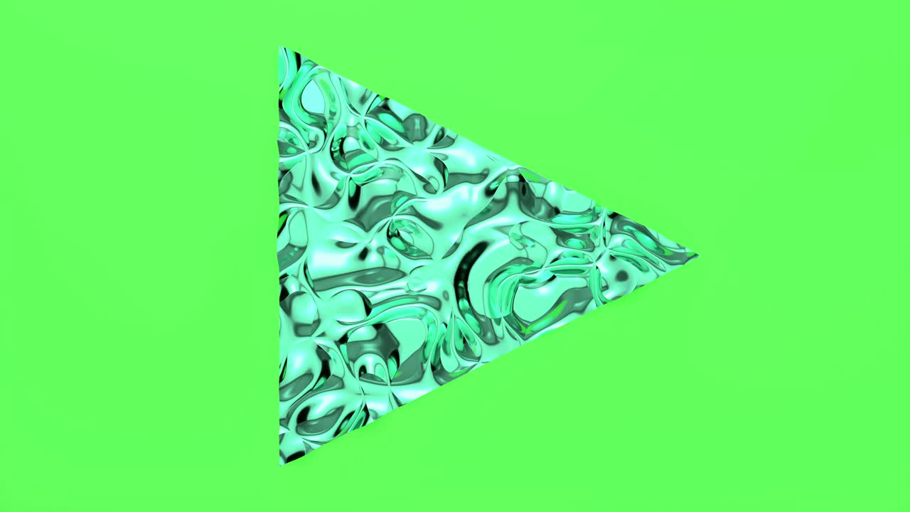 animación en bucle 3d del botón de reproducción en forma de triángulo. superficie ondulada con ondas. textura vibrante de moda, textil de moda, diseño gráfico, textura metálica animada.