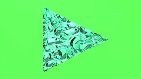animación en bucle 3d del botón de reproducción en forma de triángulo. superficie ondulada con ondas. textura vibrante de moda, textil de moda, diseño gráfico, textura metálica animada.