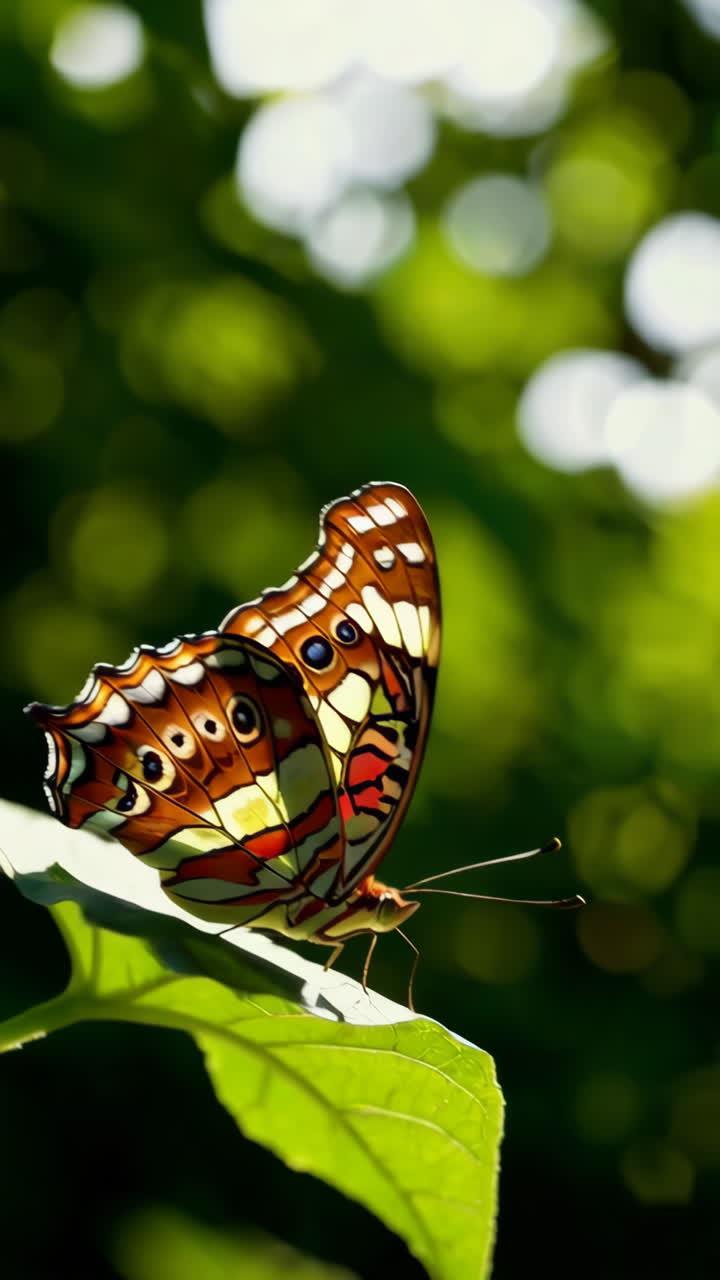 Una bellissima farfalla su una foglia