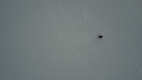 drone footage of skier descending powder slope