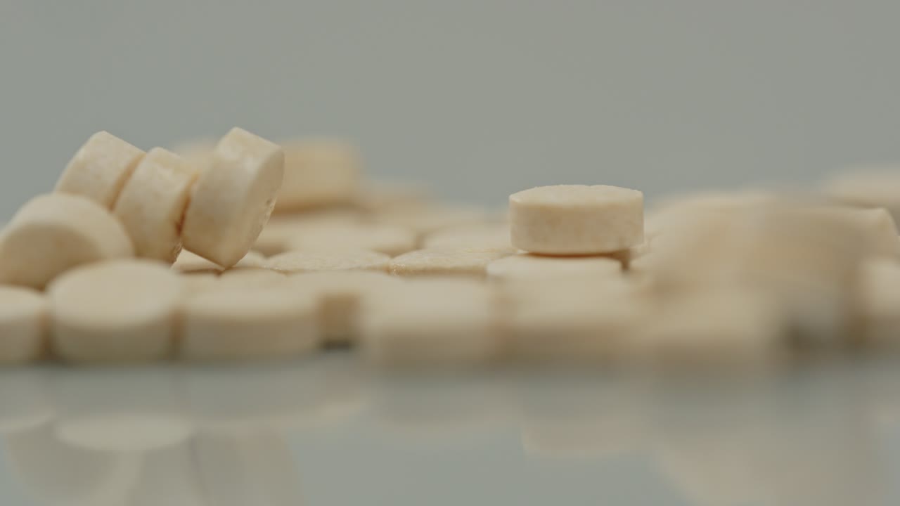 Close-up of a Pile of White Pills