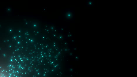 estrellas verdes voladoras y brillos en la galaxia oscura
