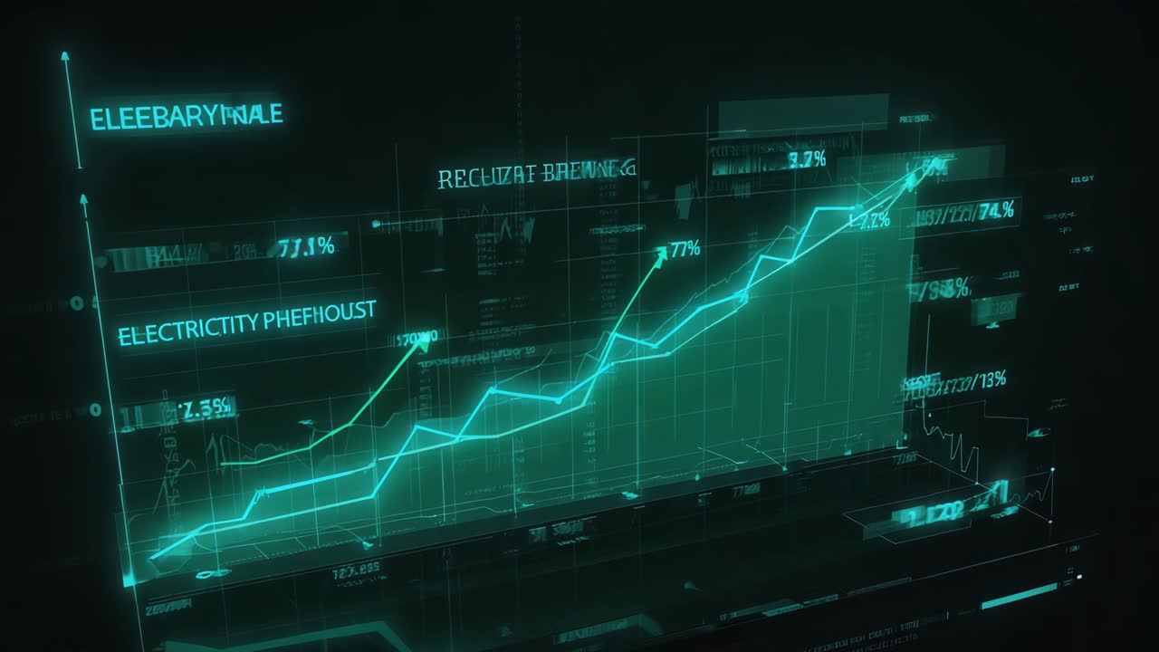Futuristic Digital Data Growth Chart and Business Analytics