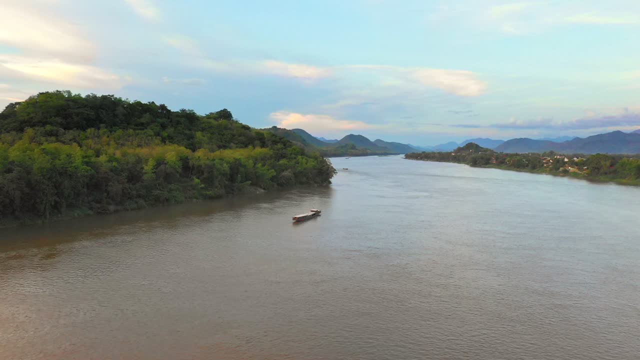 Mekong River Landscape with Boat