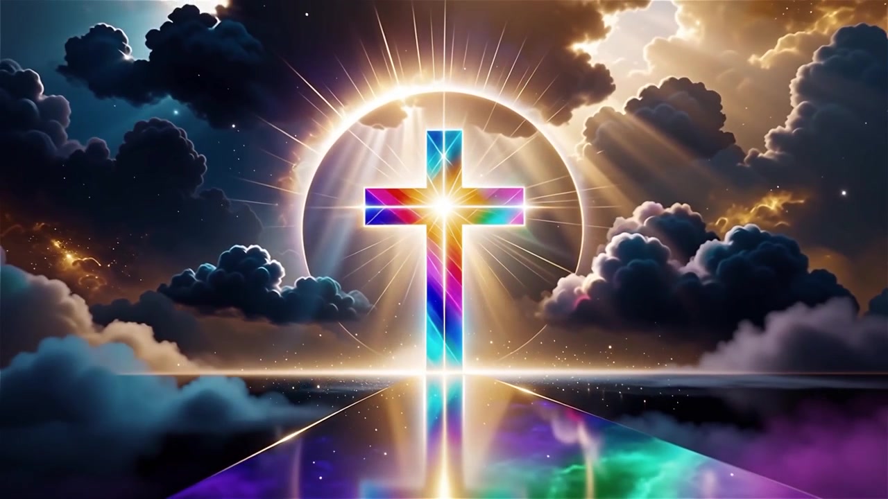 Christian Cross Heavenly Light Worship Background