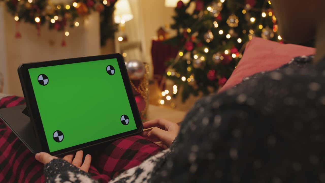 Merry Xmas new year wishing online video call template on notebook.