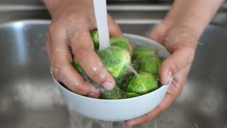 washing brussels sprouts