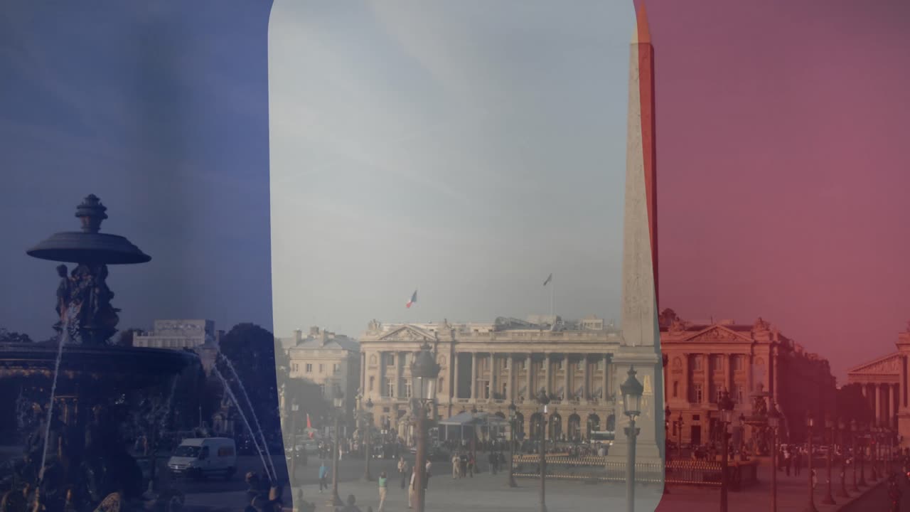 place de la concorde 위에 있는 프랑스 국기의 애니메이션